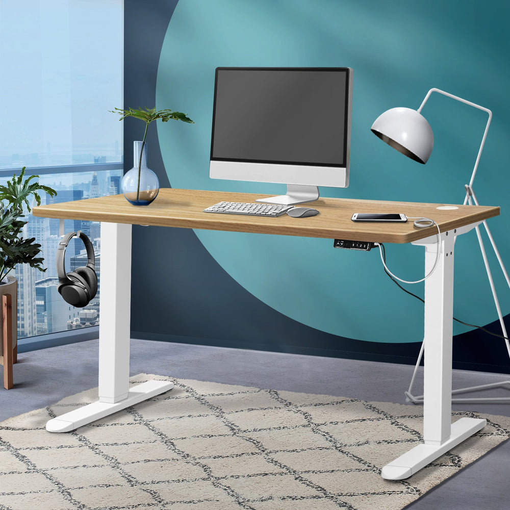 Oikiture Height Adjustable Standing Desk Electric Motorised Sit Stand Up 140cm
