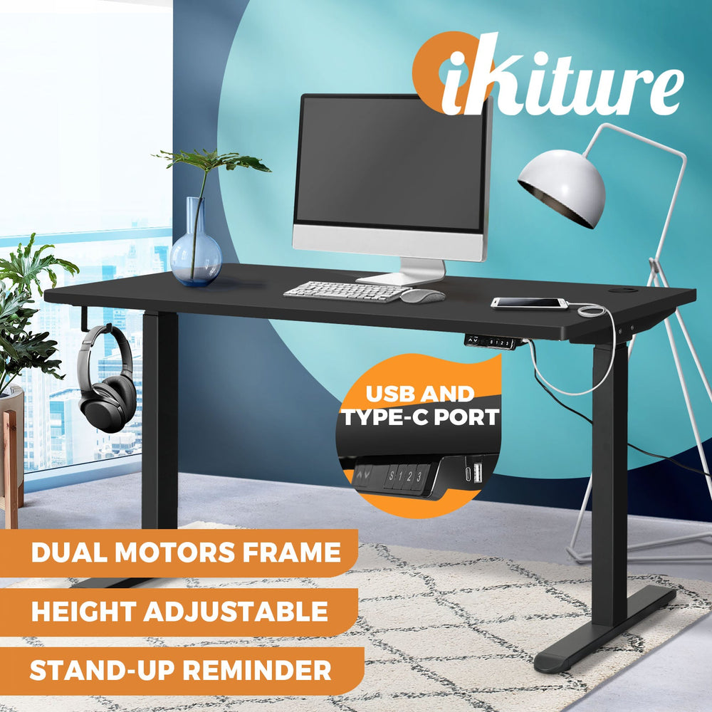 Oikiture Standing Desk Dual Motor Electric Stand Table Height Adjustable 140cm
