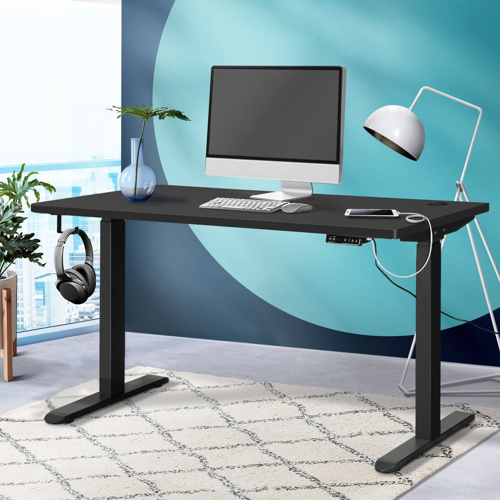 Oikiture Standing Desk Dual Motor Electric Stand Table Height Adjustable 140cm