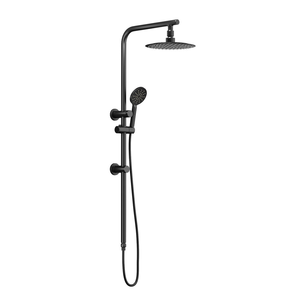 Welba 10&quot; Rain Shower Head Set Round 3-Mode Handheld Shower Rail Set Black