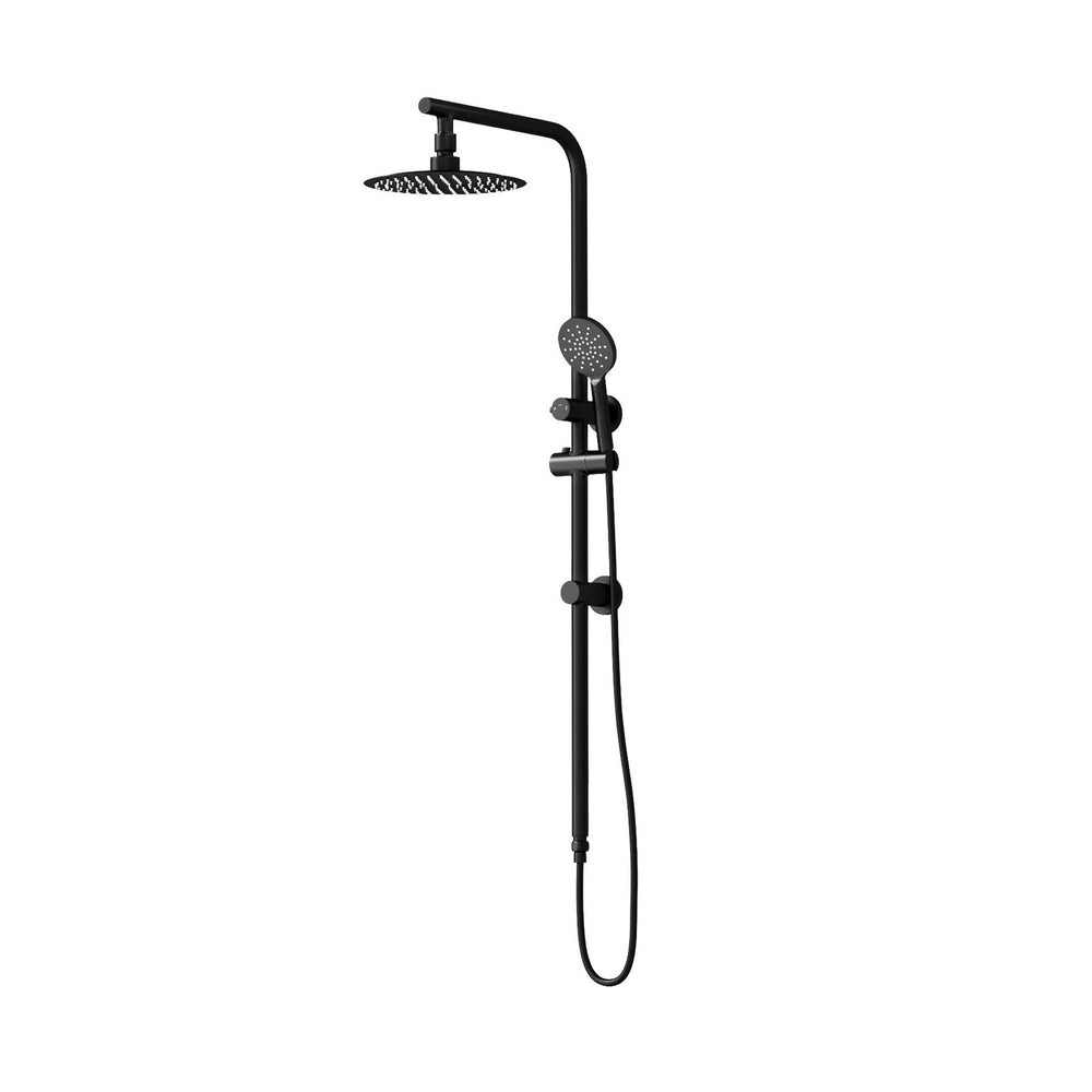 Welba 10&quot; Rain Shower Head Set Round 3-Mode Handheld Shower Rail Set Black