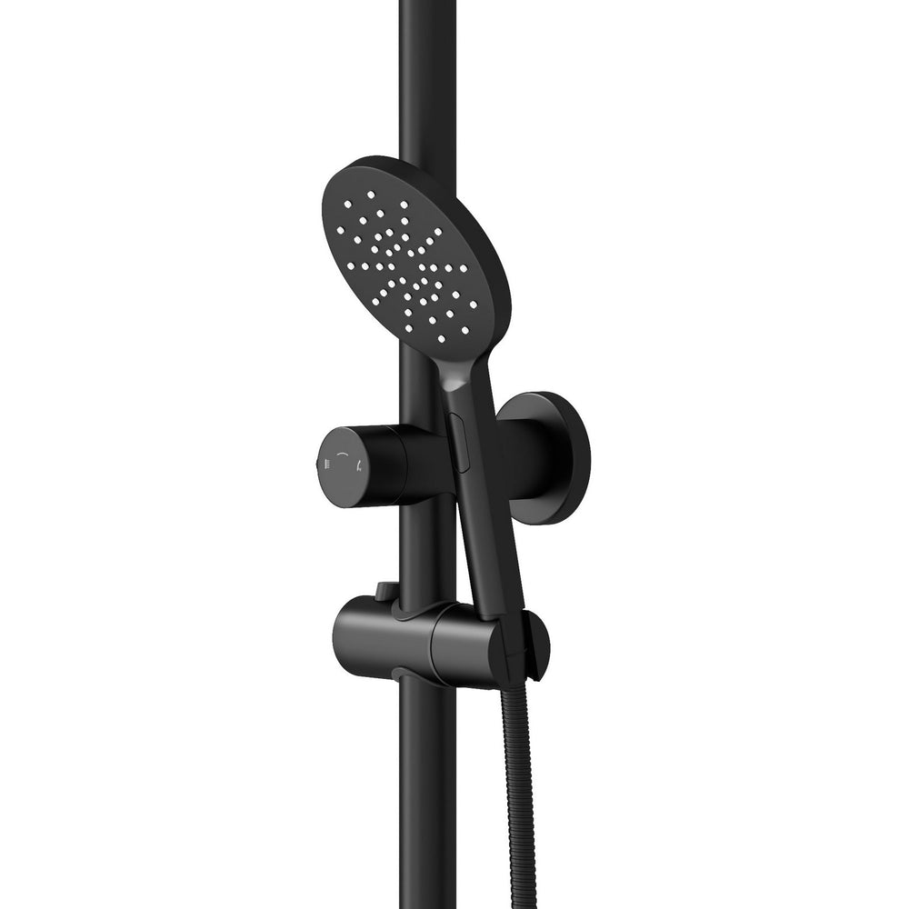 Welba 10&quot; Rain Shower Head Set Round 3-Mode Handheld Shower Rail Set Black