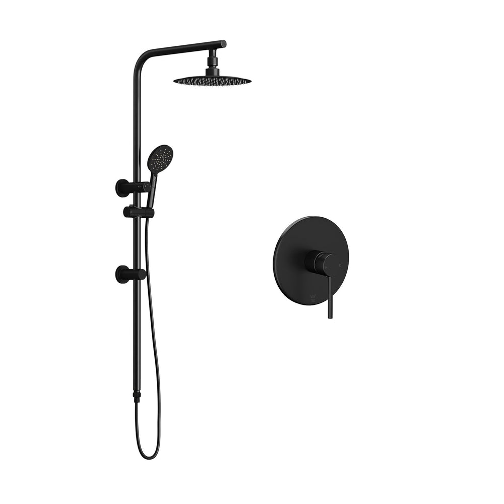 Welba 10&quot; Rain Shower Head Set Round Handheld With Shower Mixer Tap Black