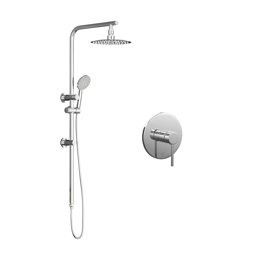 Welba 10&quot; Rain Shower Head Set Round Handheld With Shower Mixer Tap Chrome