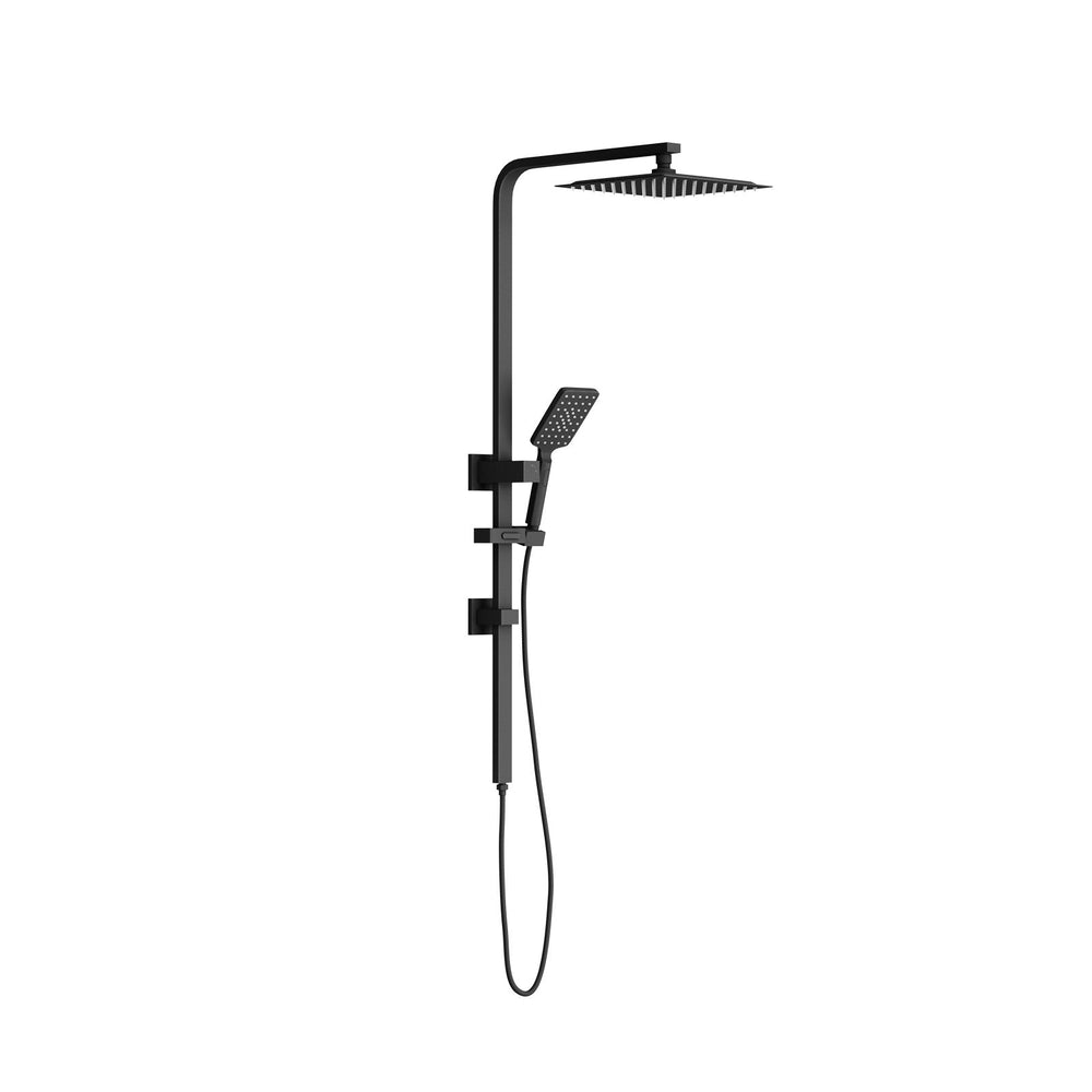 Welba 10&quot; Rain Shower Head Set Square 3-Mode Handheld Shower Rail Set Black