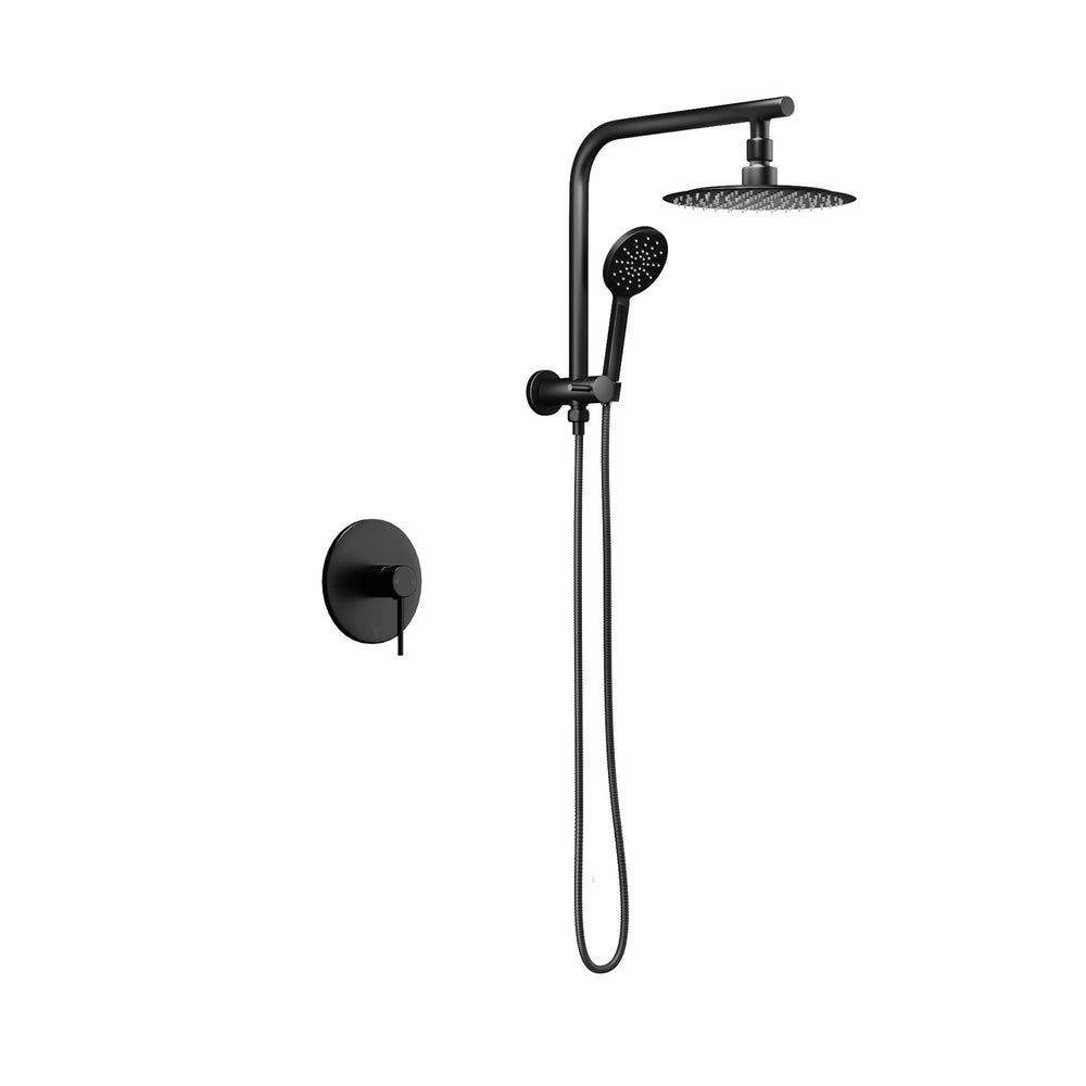 Welba 10&quot; Rain Shower Head Set With Mixer Round 3-Mode Handheld Shower Black