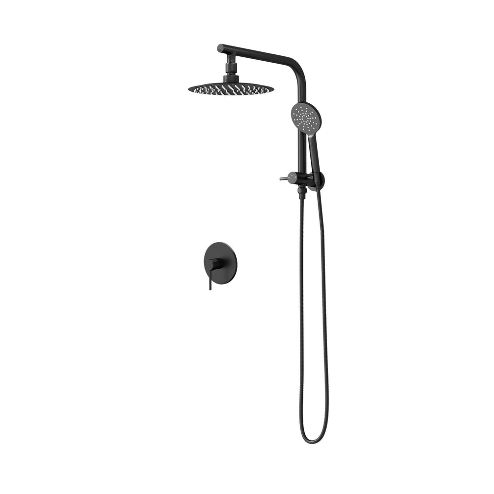 Welba 10&quot; Rain Shower Head Set With Mixer Round 3-Mode Handheld Shower Black