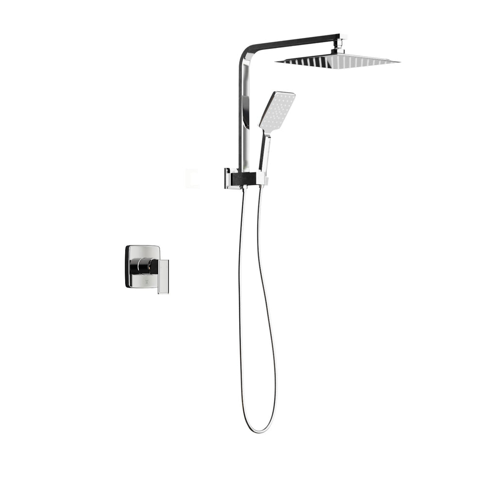 Welba 10&quot; Rain Shower Head Set With Mixer Square 3-Mode Handheld Shower Chrome