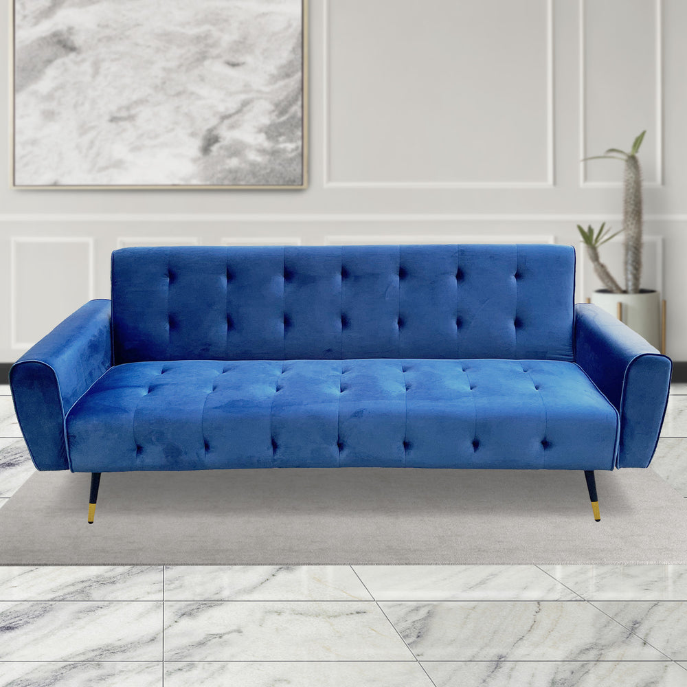 Sarantino Ava Tufted Velvet Sofa Bed - Blue