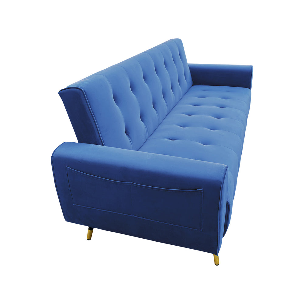 Sarantino Ava Tufted Velvet Sofa Bed - Blue