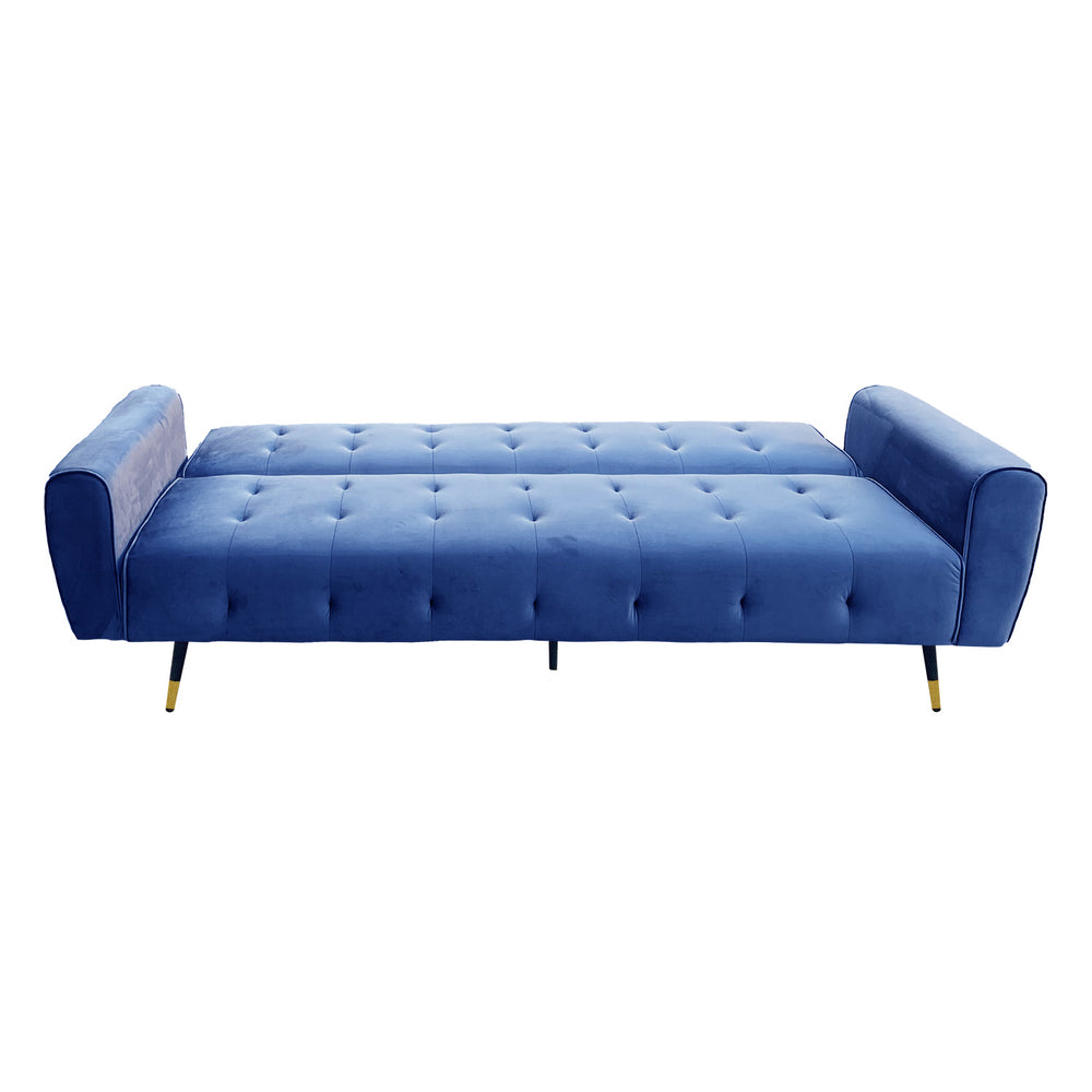 Sarantino Ava Tufted Velvet Sofa Bed - Blue