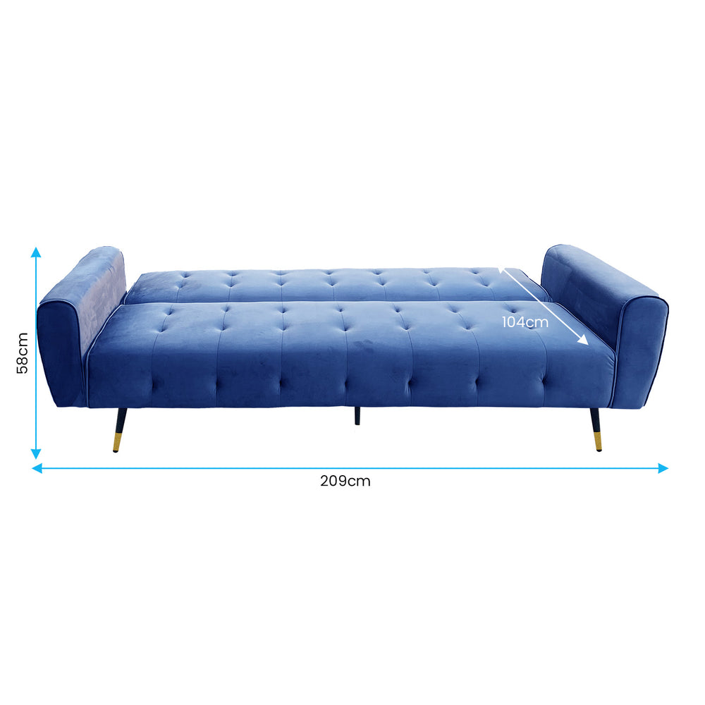 Sarantino Ava Tufted Velvet Sofa Bed - Blue