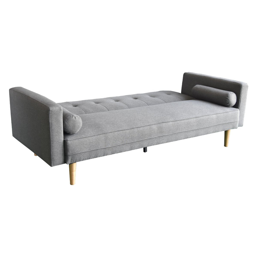 Sarantino Aria 3-Seater Linen Sofa Bed with Bolsters - Light Grey