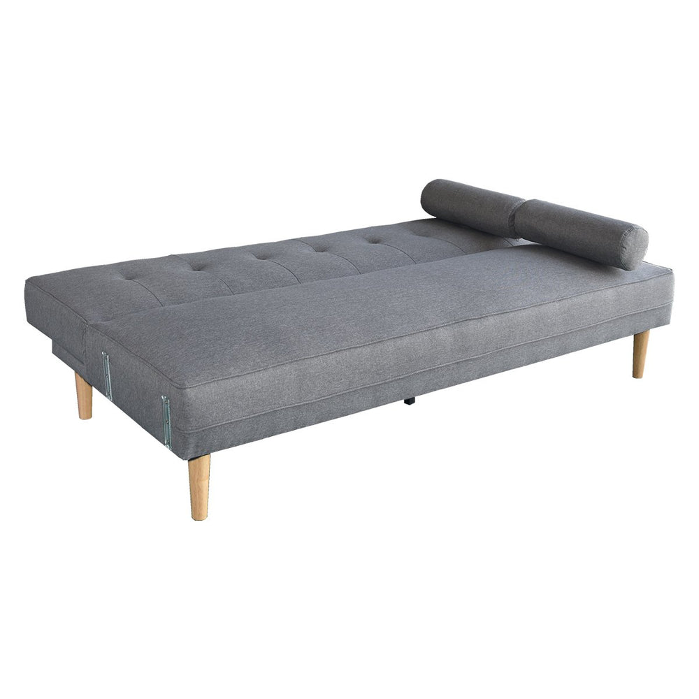 Sarantino Aria 3-Seater Linen Sofa Bed with Bolsters - Light Grey