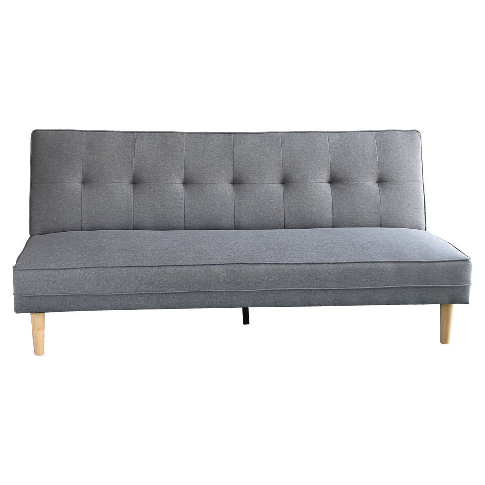 Sarantino Aria 3-Seater Linen Sofa Bed with Bolsters - Light Grey