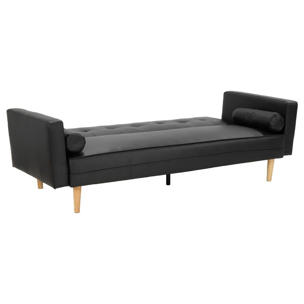 Sarantino Aria 3-Seater Linen Sofa Bed with Bolsters - Black
