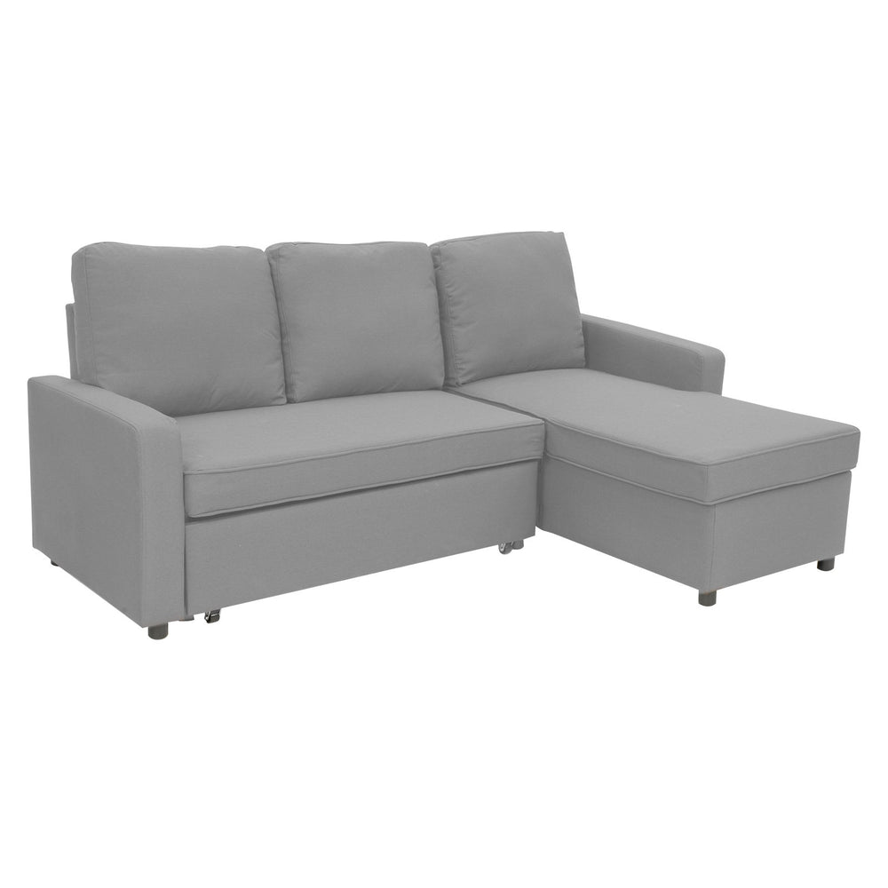 Sarantino Rochelle Pull-out Sofa Bed with Reversible Chaise - Light Grey