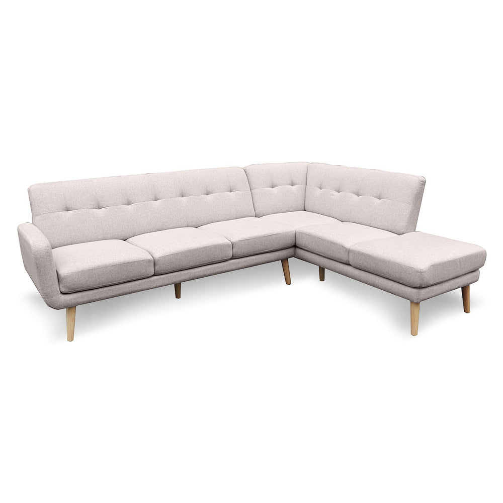 Sarantino Juliet 6-Seater Corner Sofa with Right Chaise - Light Grey