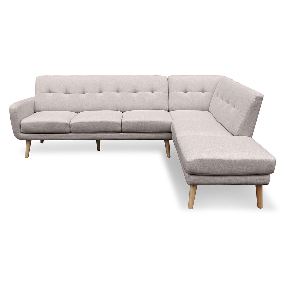 Sarantino Juliet 6-Seater Corner Sofa with Right Chaise - Light Grey