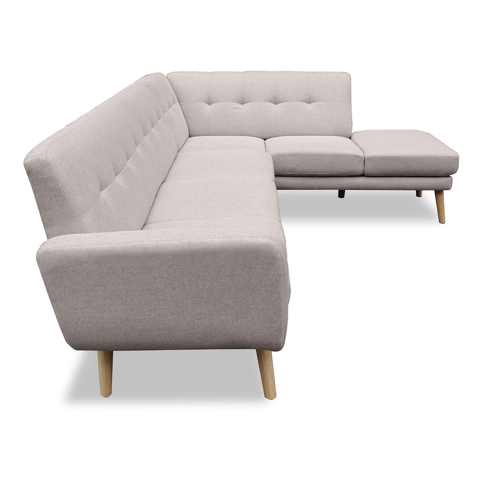 Sarantino Juliet 6-Seater Corner Sofa with Right Chaise - Light Grey