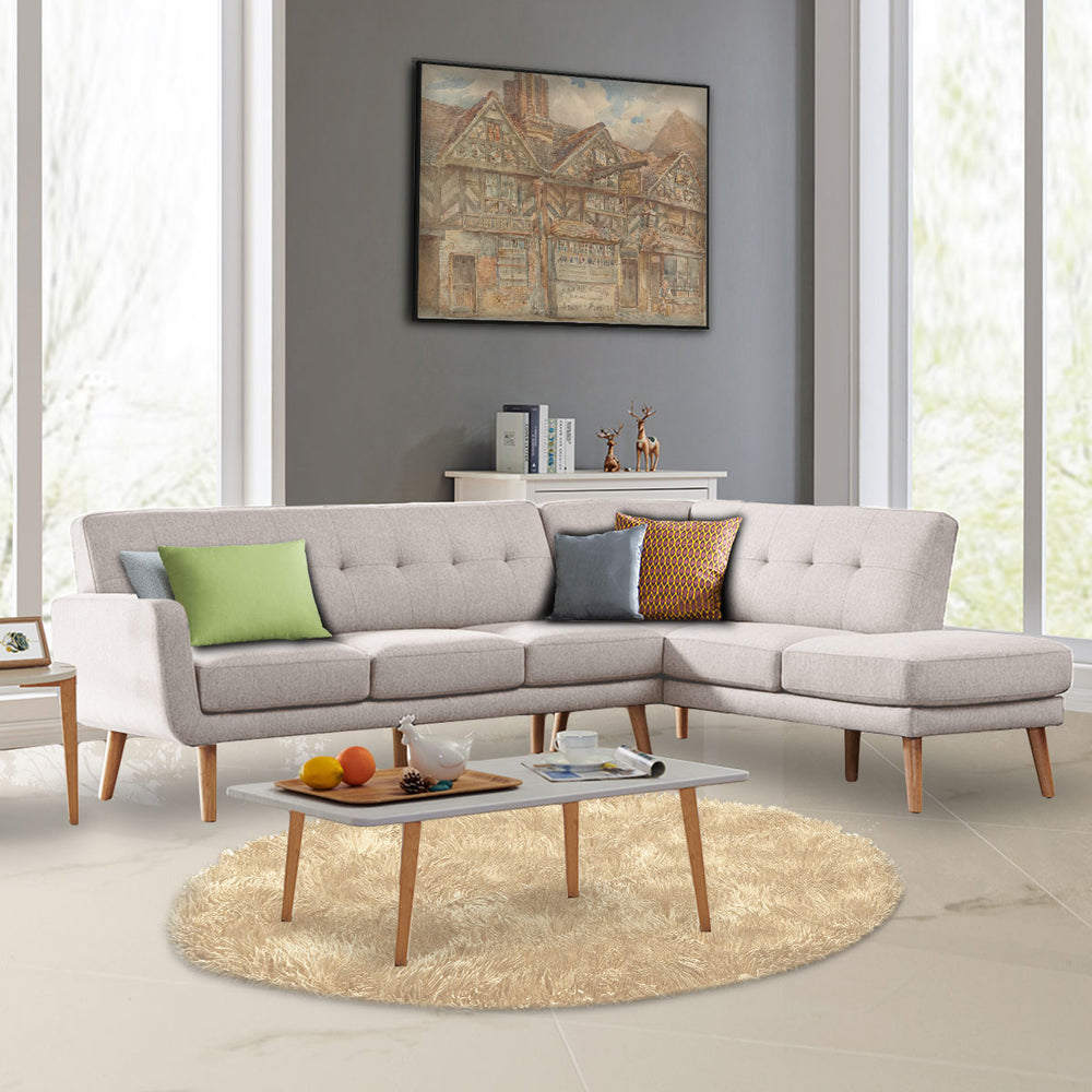 Sarantino Juliet 6-Seater Corner Sofa with Right Chaise - Light Grey