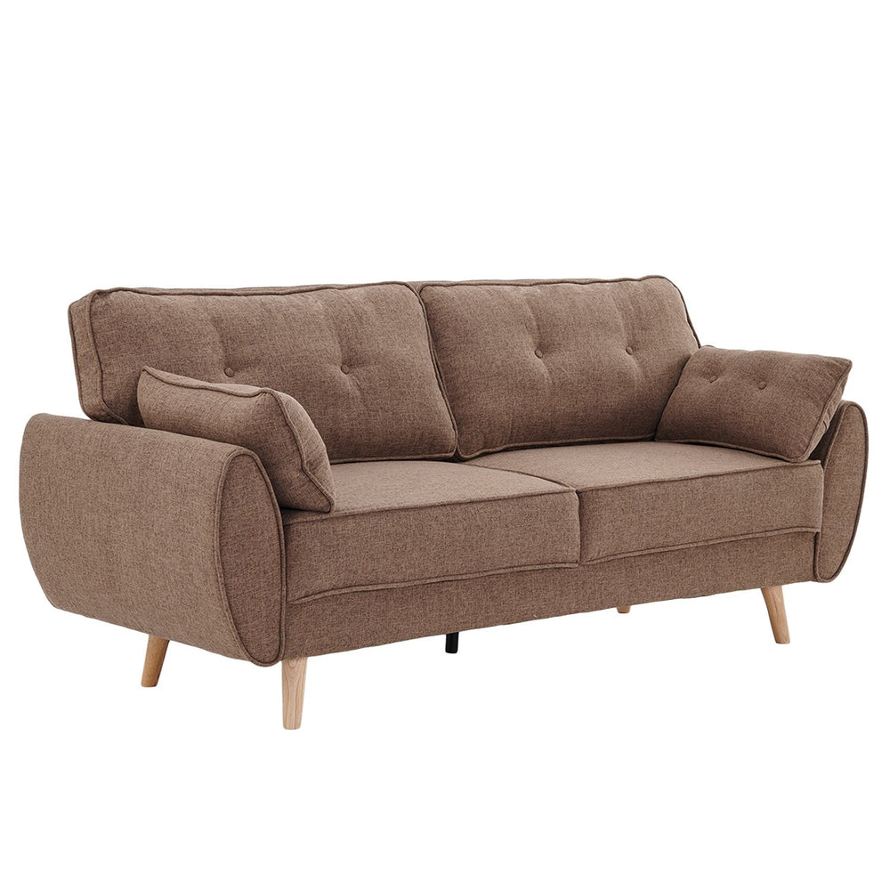 Sarantino Elle Button-Tufted Sofa Bed with Cushions - Brown