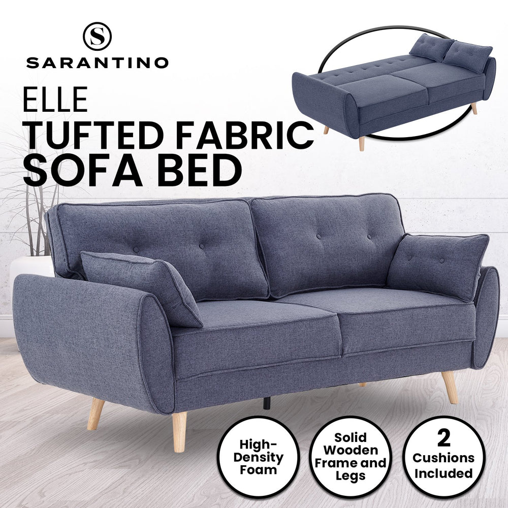 Sarantino Elle Button-Tufted Sofa Bed with Cushions - Dark Grey