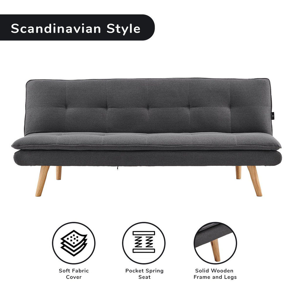 Sarantino Cloud Sofa Bed with Splayed Legs - Dark Grey