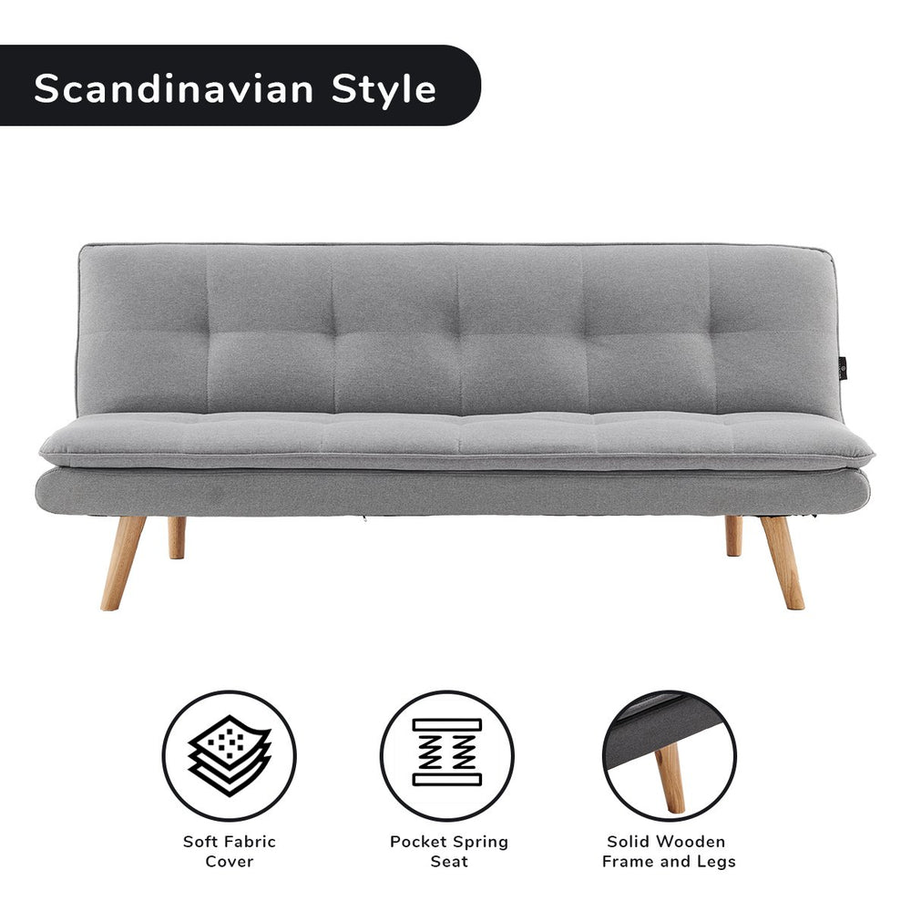 Sarantino Cloud Sofa Bed with Splayed Legs - Light Grey