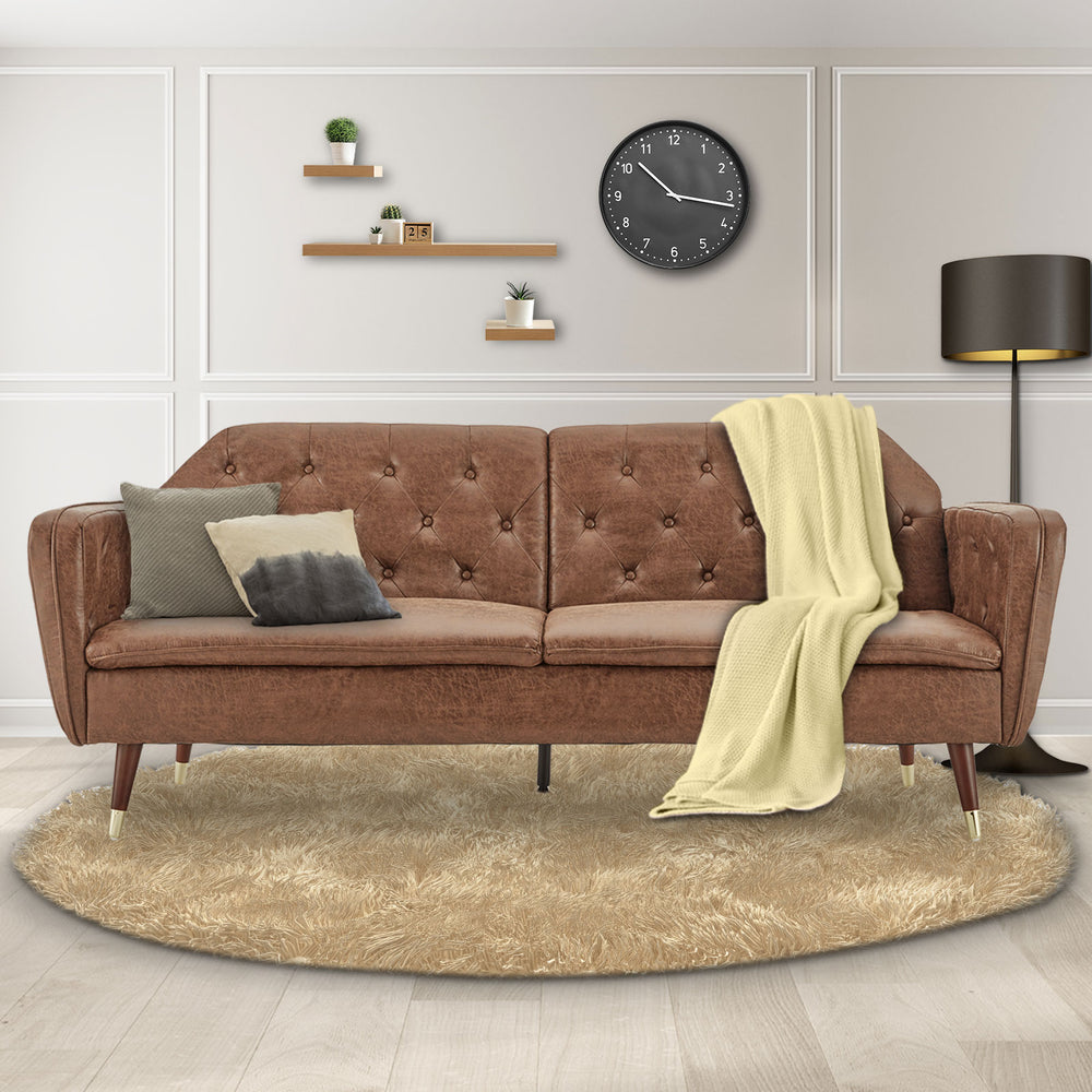 Sarantino Beatrice Button-Tufted Faux Velvet Sofa Bed - Brown