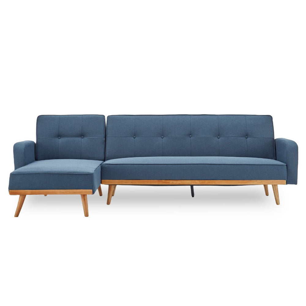 Sarantino Bella 3-Seater Corner Sofa Bed with Chaise Lounge - Blue