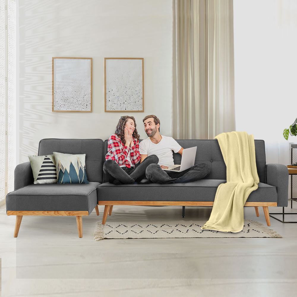 Sarantino Bella 3-Seater Corner Sofa Bed with Chaise Lounge - Dark Grey