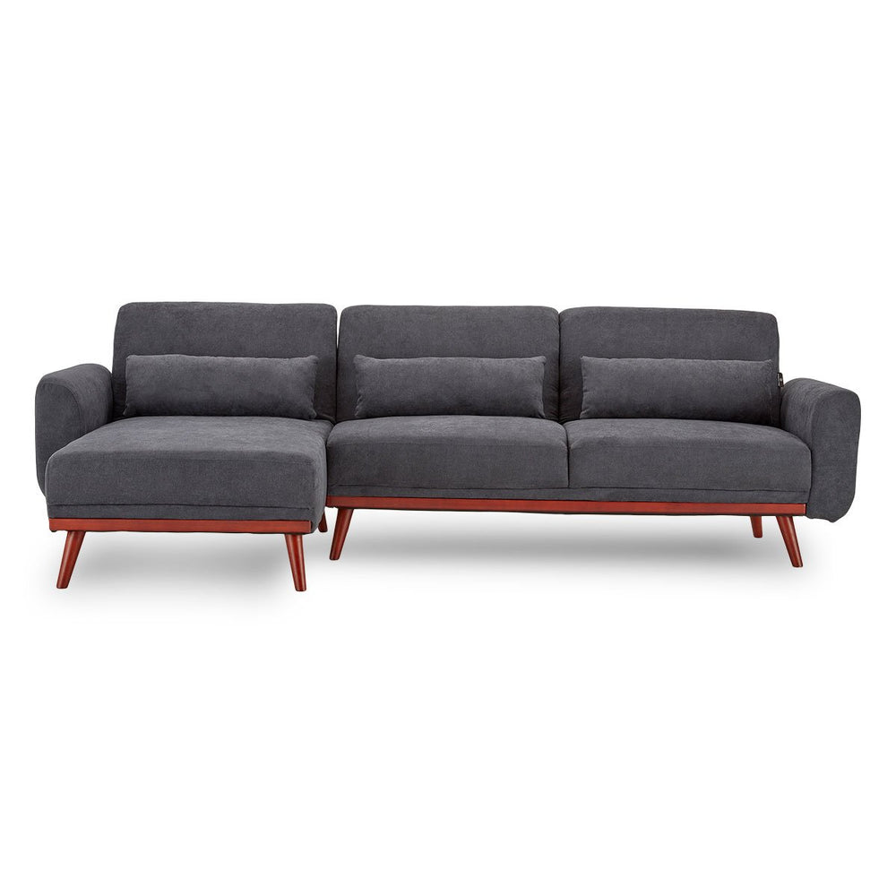 Sarantino Willow Modern Sofa Bed with Chaise - Dark Grey