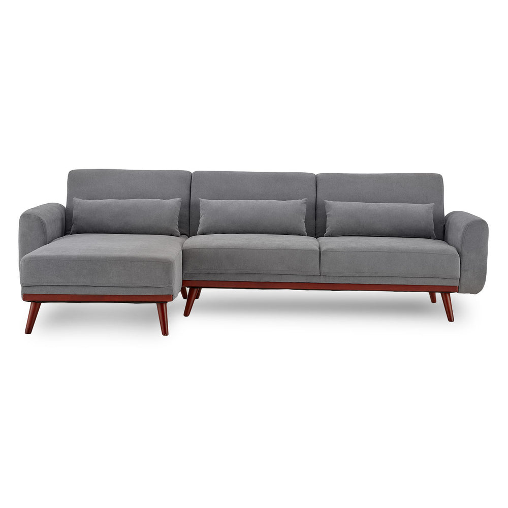 Sarantino Willow Modern Sofa Bed with Chaise - Light Grey