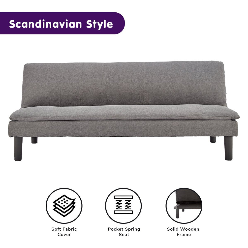 Sarantino Selena 3-Seater Fabric Sofa Bed - Dark Grey