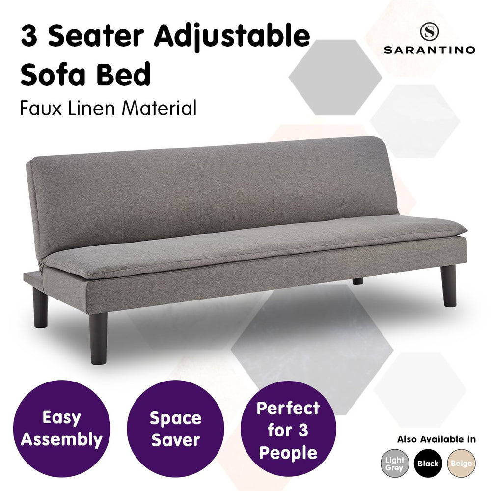 Sarantino Selena 3-Seater Fabric Sofa Bed - Dark Grey