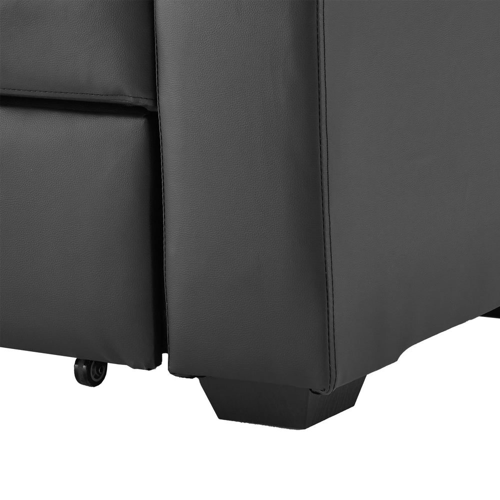 Sarantino Harper Faux Leather Sofa Bed - Black