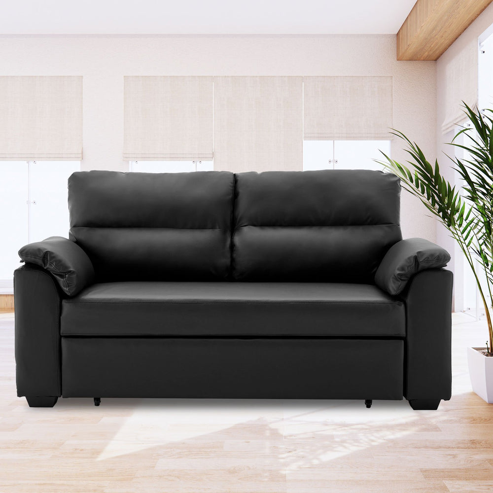 Sarantino Harper Faux Leather Sofa Bed - Black