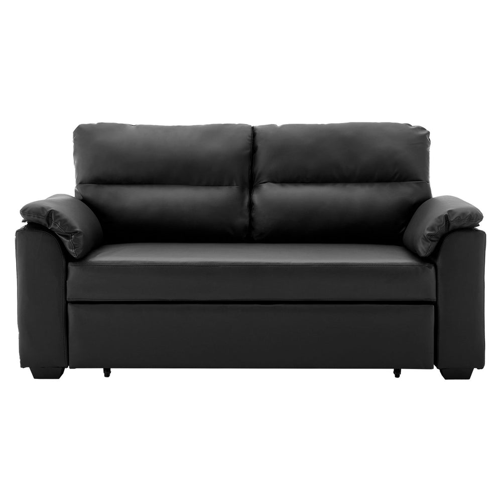 Sarantino Harper Faux Leather Sofa Bed - Black