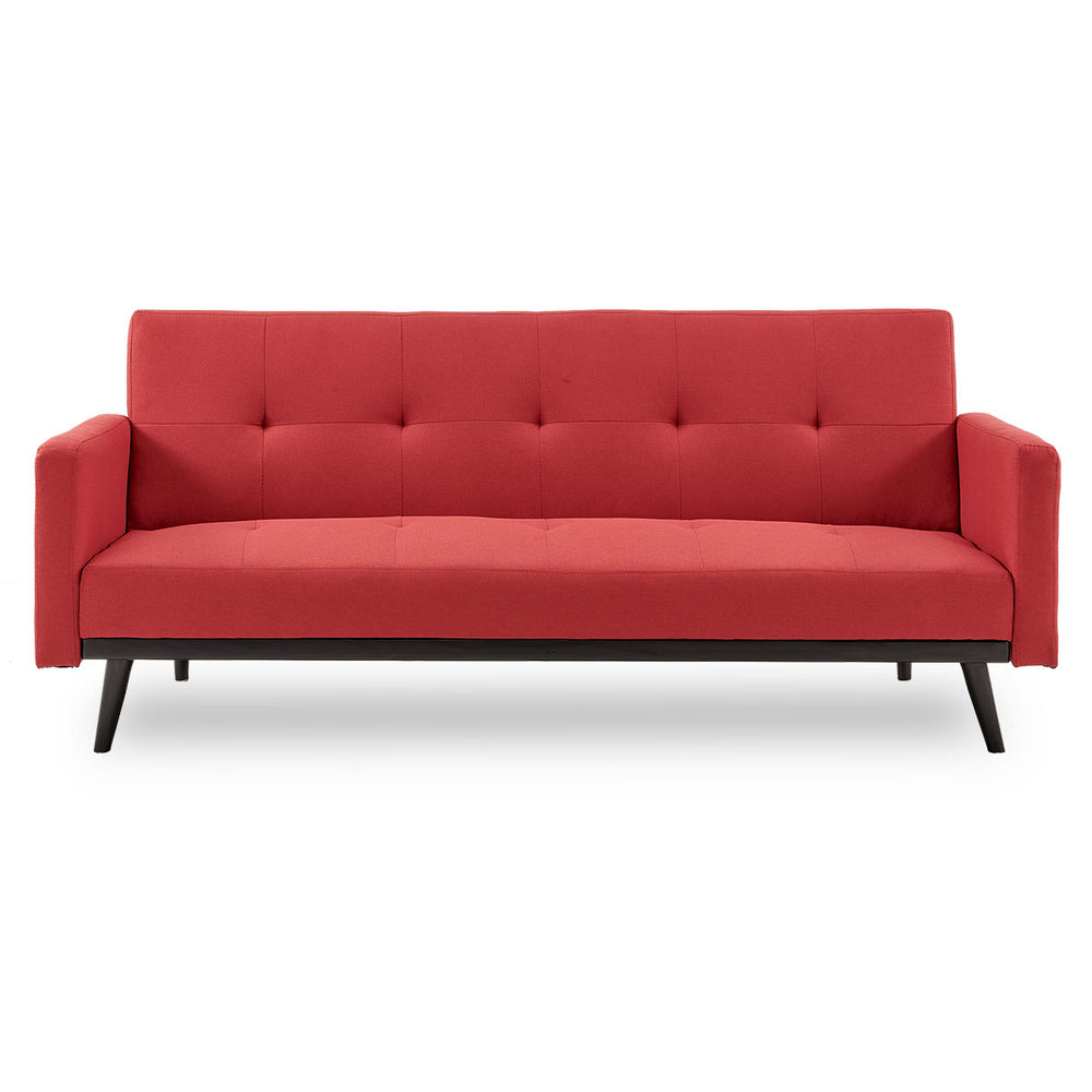 Sarantino Olivia 3-Seater Linen Sofa Bed - Red