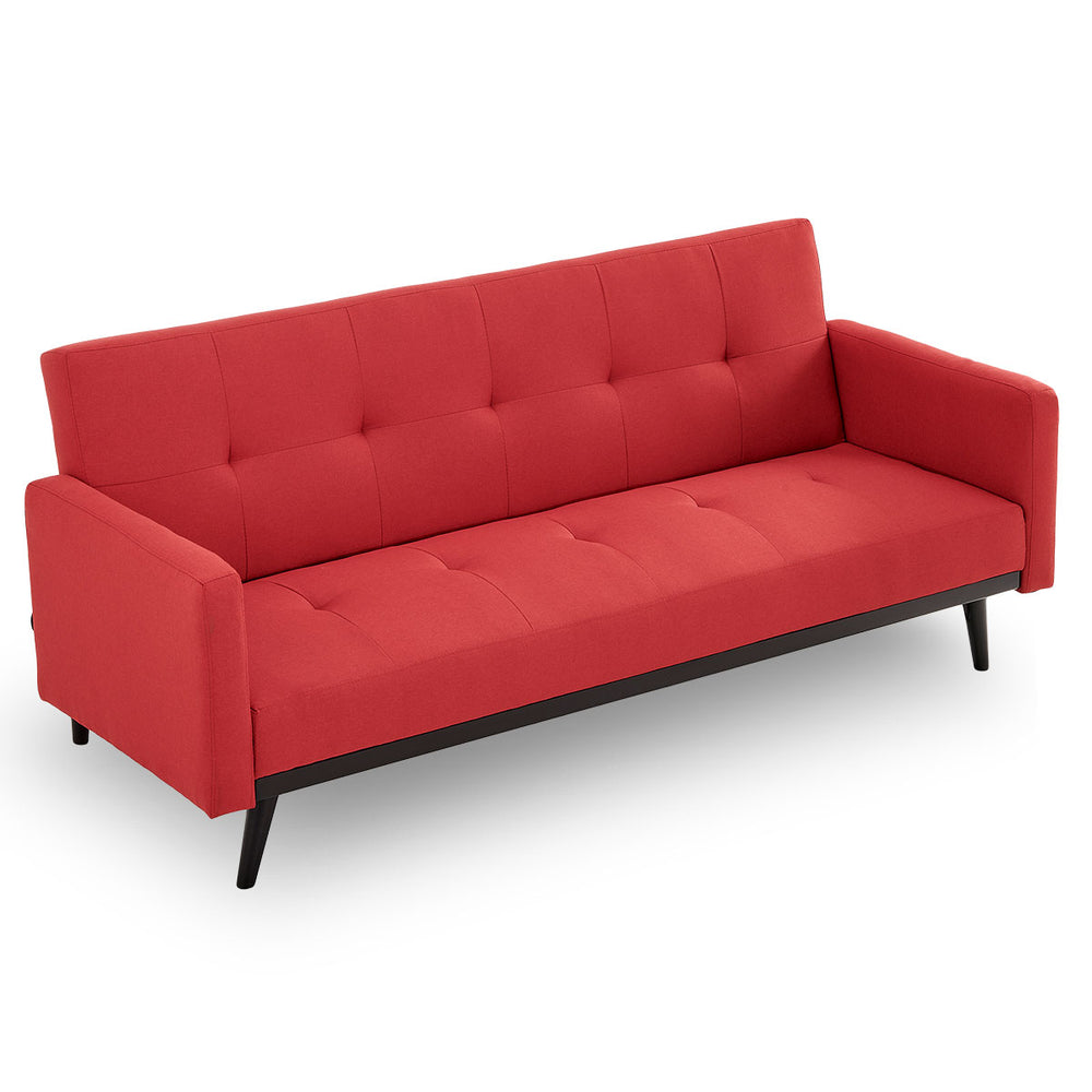 Sarantino Olivia 3-Seater Linen Sofa Bed - Red