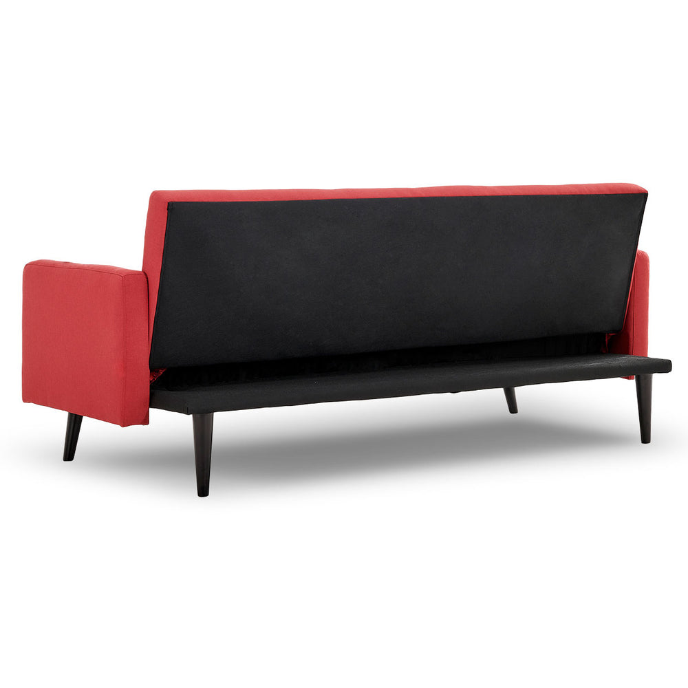 Sarantino Olivia 3-Seater Linen Sofa Bed - Red