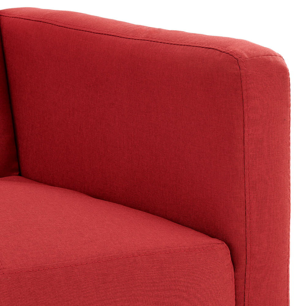 Sarantino Olivia 3-Seater Linen Sofa Bed - Red