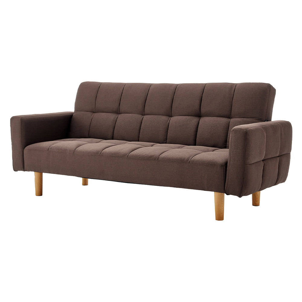 Sarantino Vienna 3-Seater Fabric Sofa Bed - Brown