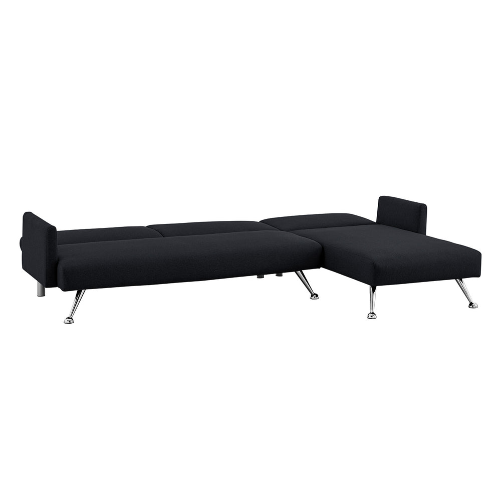 Sarantino Mia 3-Seater Corner Sofa Bed with Chaise Lounge  - Black