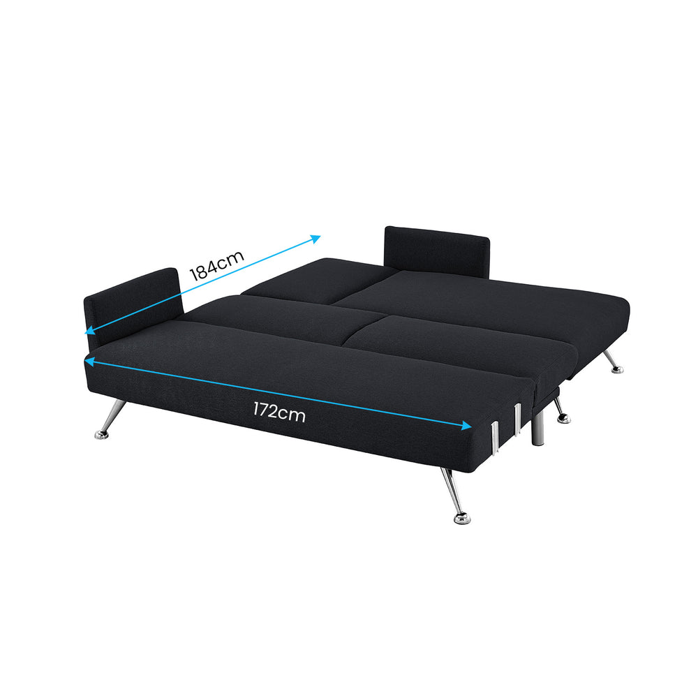 Sarantino Mia 3-Seater Corner Sofa Bed with Chaise Lounge  - Black