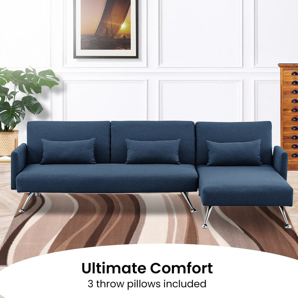 Sarantino Mia 3-Seater Corner Sofa Bed with Chaise Lounge - Blue