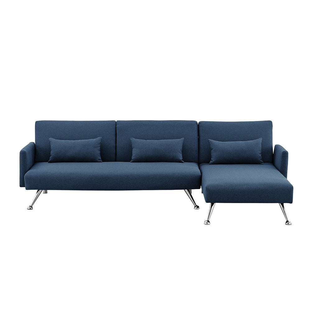 Sarantino Mia 3-Seater Corner Sofa Bed with Chaise Lounge - Blue