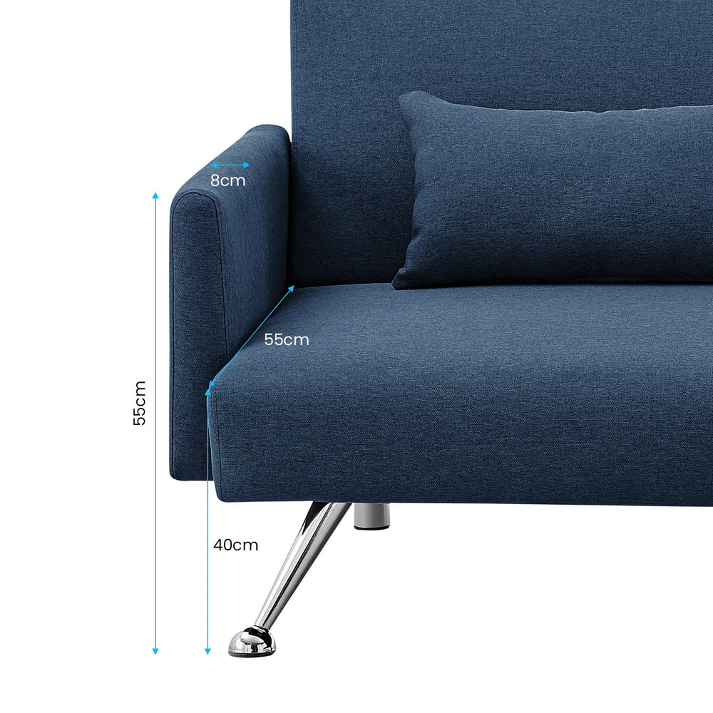 Sarantino Mia 3-Seater Corner Sofa Bed with Chaise Lounge - Blue