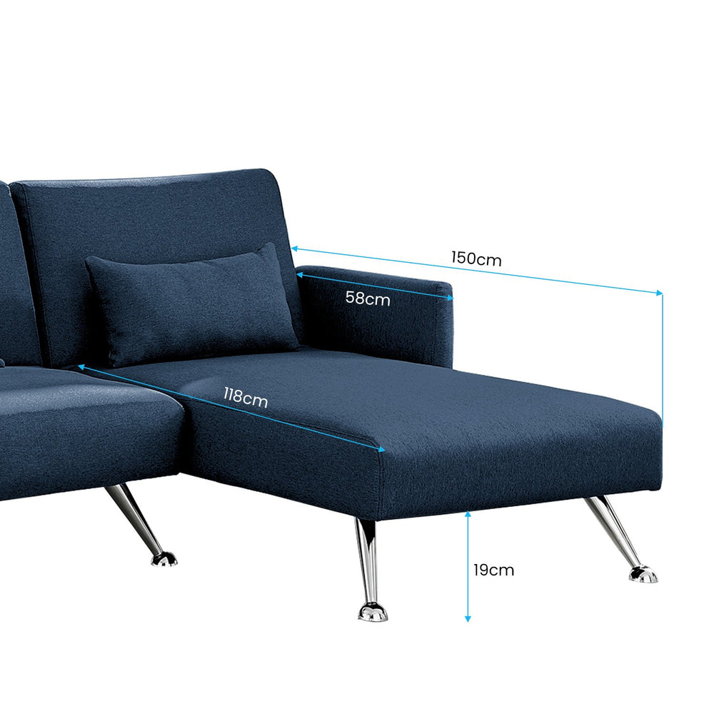 Sarantino Mia 3-Seater Corner Sofa Bed with Chaise Lounge - Blue